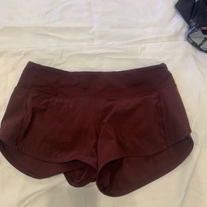 Lululemon speed up shorts size 4- red/maroon